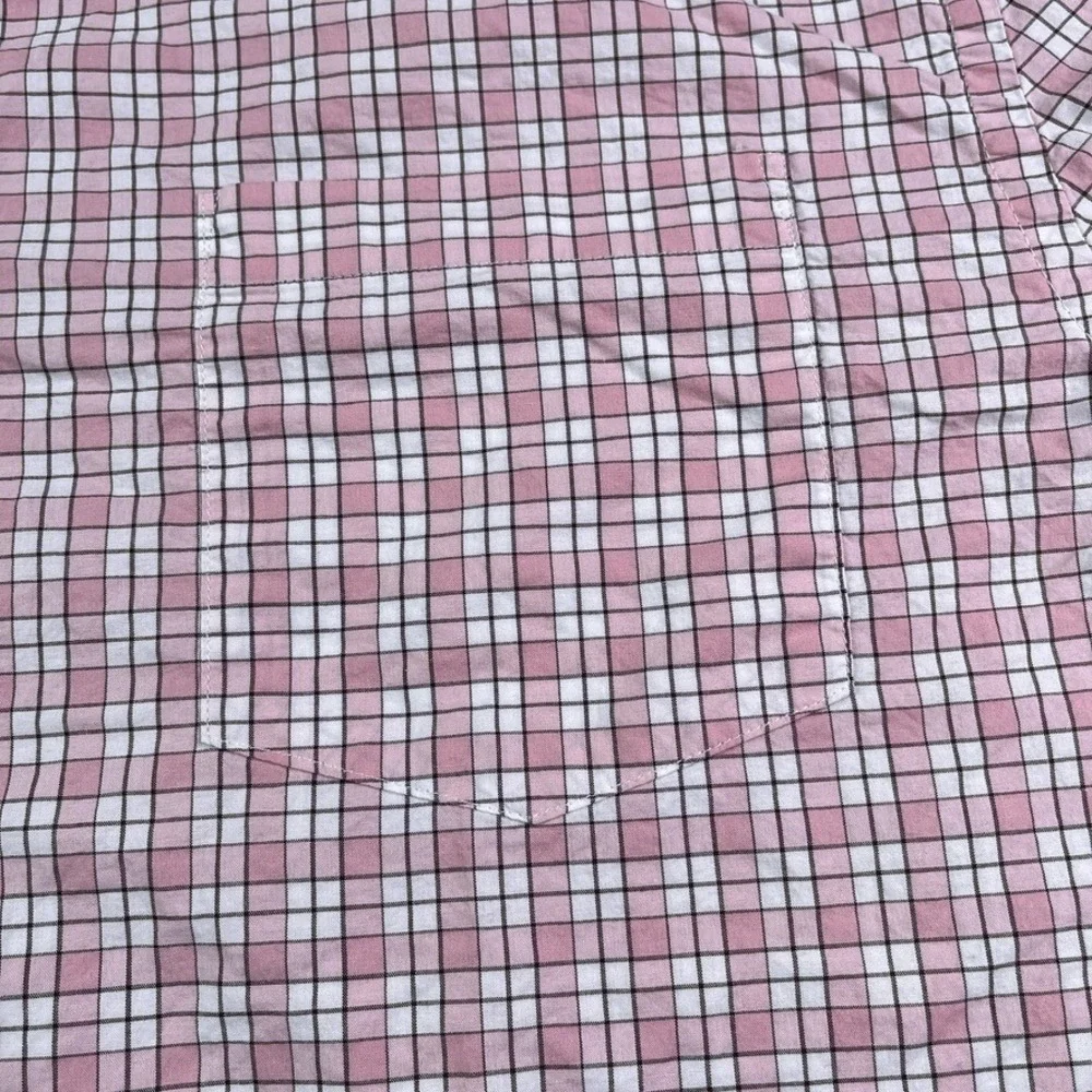 Banana Republic Shirt‎ Mens 2XL XXL Pink Checkered Slim Fit Untucked Cotton